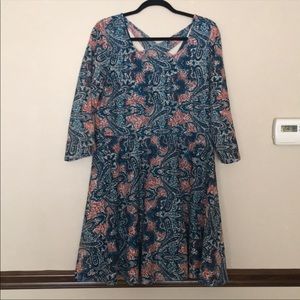 Forever 21+ Strappy Back Printed A-Line Dress 2X